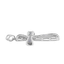 Sterling Silver Modern Cross Round and Rectangular Cut Clear CZ Pendant