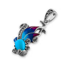 Sterling Silver Simulated Turquoise Fish Ghost Marcasite Pendant