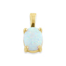 Sterling Silver Gold Plated White Lab Opal Oval Pendant