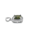 Sterling Silver Peridot CZ Cushion Halo Pendant