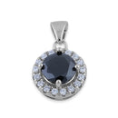 Sterling Silver Round Black CZ Halo Pendant
