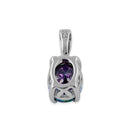 Sterling Silver Oval Rainbow CZ Filigree Pendant