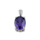 Sterling Silver Oval Amethyst CZ Filigree Pendant
