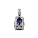 Sterling Silver Oval Amethyst CZ Filigree Pendant