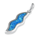 Sterling Silver Blue Lab Opal Wave Pendant