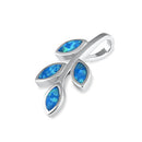 Sterling Silver Blue Lab Opal Olive Leaf Pendant