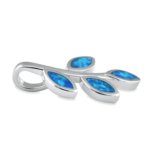Sterling Silver Blue Lab Opal Olive Leaf Pendant