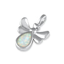 Sterling Silver White Lab Opal Firefly Pendant