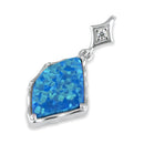 Sterling Silver Unique Blue Lab Opal Pendant