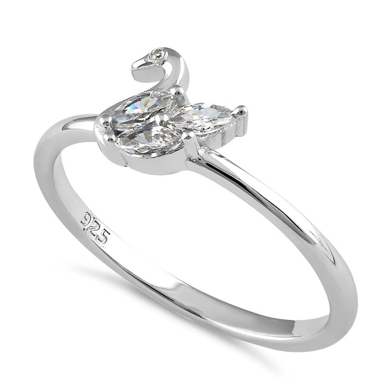 Sterling Silver Swan CZ Ring