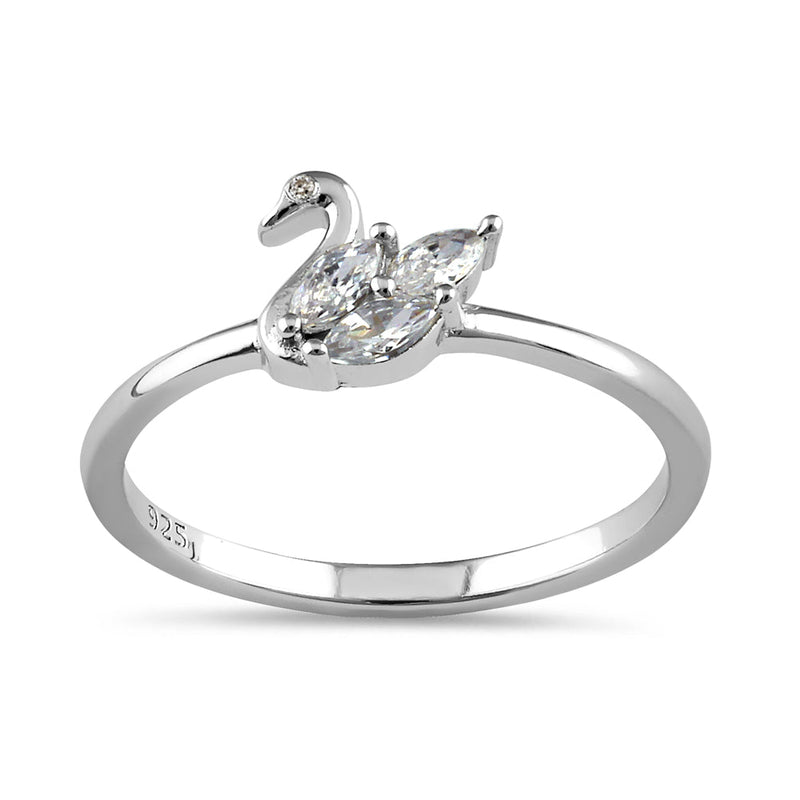 Sterling Silver Swan CZ Ring