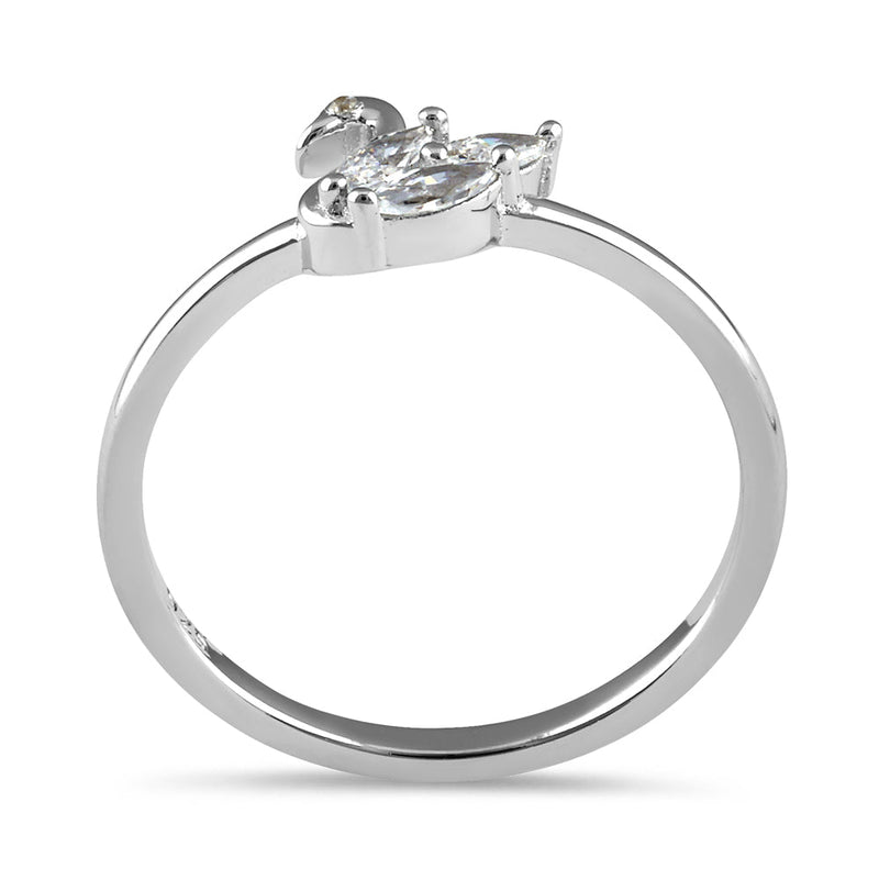 Sterling Silver Swan CZ Ring