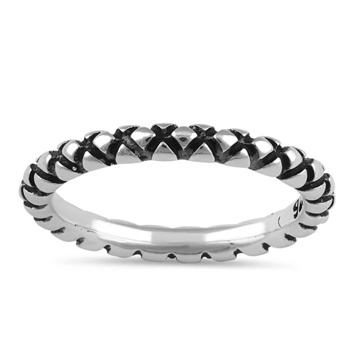 Sterling Silver Diamond Pattern Stackable Ring