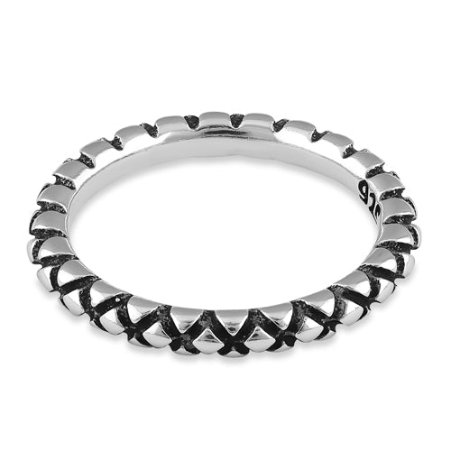 Sterling Silver Diamond Pattern Stackable Ring