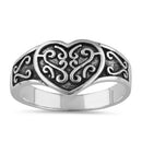 Sterling Silver Filigree Heart Ring