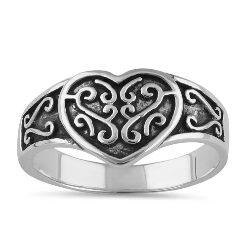 Sterling Silver Filigree Heart Ring