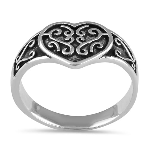 Sterling Silver Filigree Heart Ring