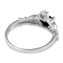 Sterling Silver Claddagh Black Heart CZ Ring