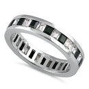 Sterling Silver Black and White Eternity CZ Ring