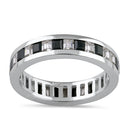 Sterling Silver Black and White Eternity CZ Ring