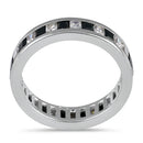 Sterling Silver Black and White Eternity CZ Ring