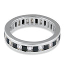 Sterling Silver Black and White Eternity CZ Ring