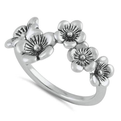 Sterling Silver Flowers Ring