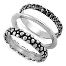 Sterling Silver 3 Set Bali Design Ring