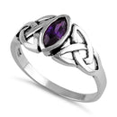 Sterling Silver Amethyst Celtic Design CZ Ring