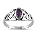 Sterling Silver Amethyst Celtic Design CZ Ring