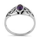 Sterling Silver Amethyst Celtic Design CZ Ring