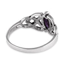 Sterling Silver Amethyst Celtic Design CZ Ring