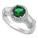 Sterling Silver Classic Emerald CZ Ring