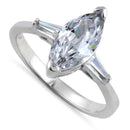 Sterling Silver Clear Marquise Cut Engagement CZ Ring
