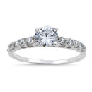 Sterling Silver Clear Round Cut Engagement CZ Ring