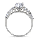 Sterling Silver Clear Round Cut Engagement CZ Ring