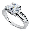 Sterling Silver Cushion-Cut CZ Engagement Ring