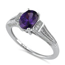 Sterling Silver Oval Amethyst CZ Ring
