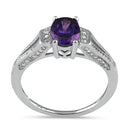 Sterling Silver Oval Amethyst CZ Ring