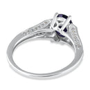 Sterling Silver Oval Amethyst CZ Ring