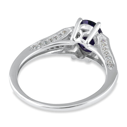 Sterling Silver Oval Amethyst CZ Ring