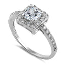 Sterling Silver Square Halo Engagement Ring
