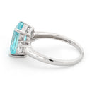 Sterling Silver Triple Rectangular Aquamarine CZ Ring