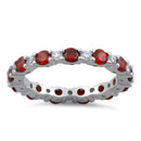 Sterling Silver Eternity Garnet CZ Ring