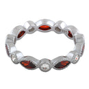 Sterling Silver Round & Marquise Garnet CZ Eternity Ring