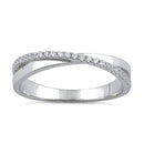 Sterling Silver Overlap Clear CZ Ring