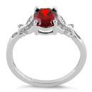 Sterling Silver Double Butterfly Garnet Center Stone CZ Ring