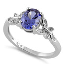 Sterling Silver Double Butterfly Tanzanite Center Stone CZ Ring