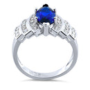 Sterling Silver Marquise Blue Spinel CZ Ring