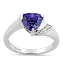 Sterling Silver Elegant Trillion Cut Amethyst CZ Ring